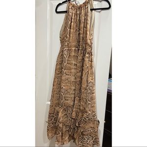 ZARA snake halter dress w. ruffles (midi length)